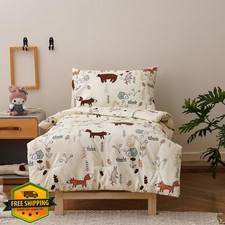 Wellboo Yellow Bear Toddler Crib Bedding Set 4 Pc Woodland Fox Quilt