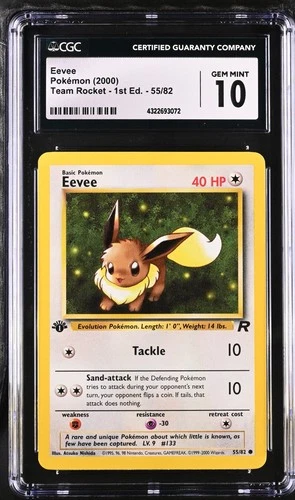 Eevee #55 1st Edition Team Rocket 2000 Pokémon CGC 10