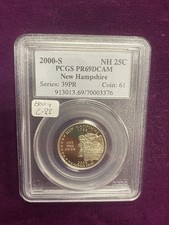 2000 S PCGS PR69DCAM New Hampshire 25c Collectible Graded Slab 