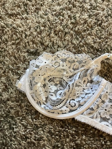 Vintage Victoria Secret Bra 36C Gold Label White Lace Unlined Unpadded Underwire - Picture 8 of 11