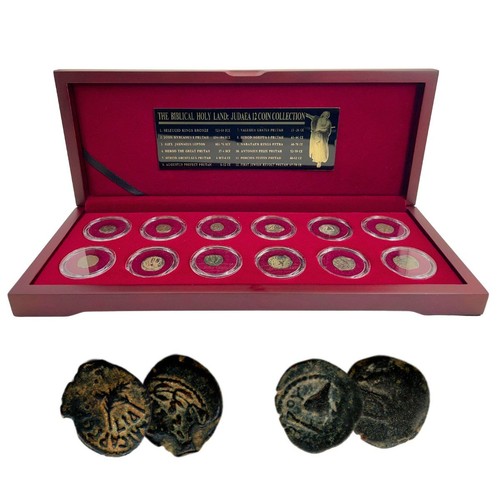 Boxed Set of 12 Ancient Judaea Coins from the Time of Jesus - Biblical Holy Land