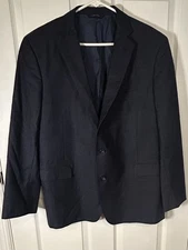 Brooks Brothers Men's Navy Blue Plaid 46R Blazer Suit Jacket 1818 Regent
