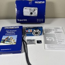 Olympus Stylus 1010 10MP Compact Digital Camera Blue W/ Battery  2GB Card Works