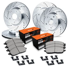 For Chevy Camaro 69 Drilled & Slotted Front & Rear Brake Kit w Super Duty Pads
