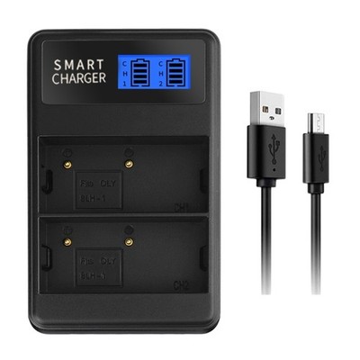 Double Slot USB Camera Battery Charger LCD Screen for Olympus EM1 MARKII EM1-2