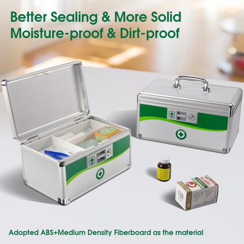 Small Lockable Medicine Box with Keys Aluminum Safe 10x6.9x6.9 - Picture 3 of 7