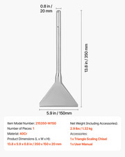 SDS Max Scaling Chisel 13.8x5.9 Floor Scraper...
