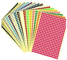 6528 Pieces Colored Dot Stickers, 1/4" Small Color Labels Coding Circle Round