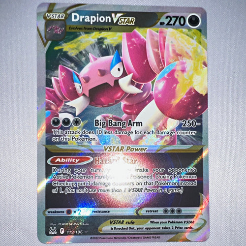 Nintendo Pokémon TCG Drapion VSTAR 119/196 Lost Origin Rare Holo EN 270HP