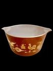 Vtg Pyrex USA 1 Qt ‘Early American’ Round 473 Casserole Dish 22k Gold Motifs