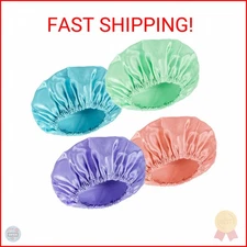 AmazerBath Shower Caps for Women Reusable Waterproof, 4 PCS Double Layers Shower