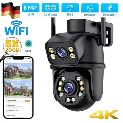 8MP 4K HD FUNK WLAN WIFI IP NETZWERK CAMERA Outdoor AUßEN ÜBERWACHUNGSKAMERA