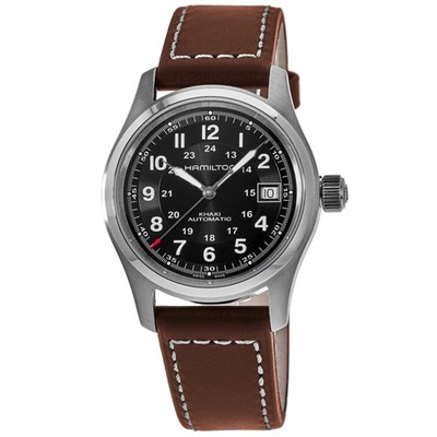 New Hamilton Khaki Field Auto 42MM Black Dial Leather Men's Watch H70555533