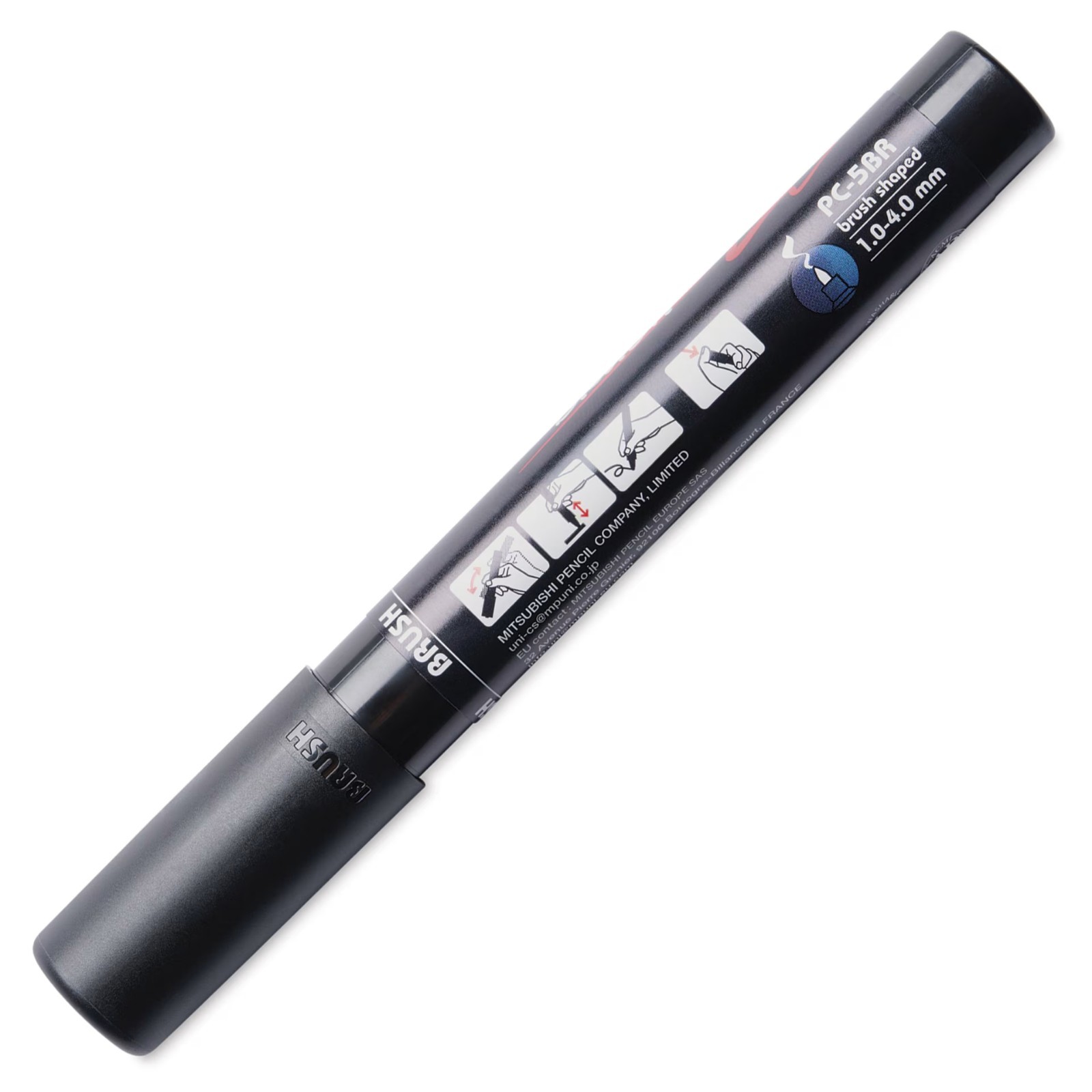 Posca Markers, Paint Marker, Black Paint, 5BR Brush Tip, Acrylic, Opaque, Pitch