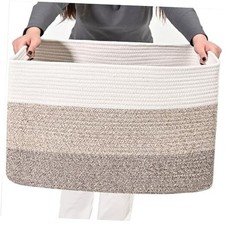 Large Rectangle Blanket Basket, Large Storage Basket 22  x17  x12  Gradient Brown