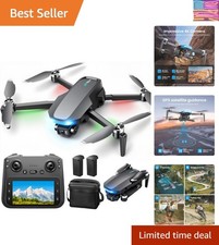 4K GPS Drones with Camera for Adults, 4.5" LCD FPV Screen, 3-Axis Gimbal, 60 ...