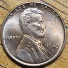 1945 D Lincoln Wheat One Cent 1c Coin Red BU #AA714