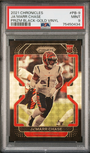 Ja'Marr Chase [Gold Vinyl] #PB-9 2021 Panini Chronicles Prizm Black card
