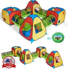 Casa de juegos para niños 8 en 1 con 4 túneles y 4 tiendas de campaña. NUEVO US