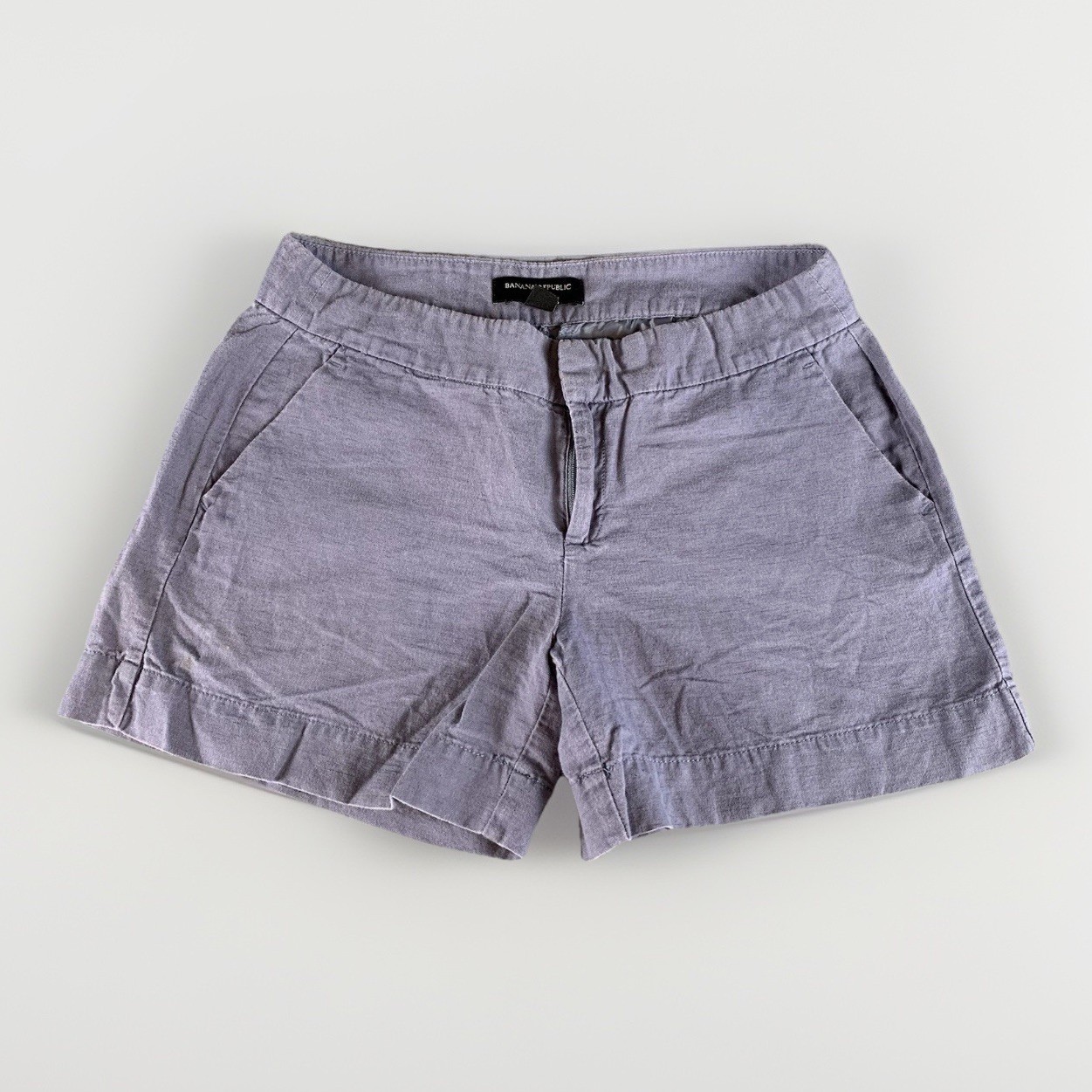 Banana Republic Linen Blend Shorts Women's Size 2 Slate Blue Chino Short Casual