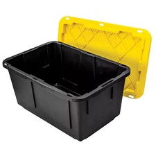 HDX 27 Gal. Tough Storage Tote in Black and Yellow