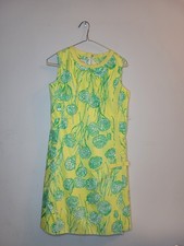 Vtg Lilly Pulitzer Floral Yellow Shift Dress Sleeveless measurement pics