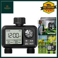 Smart Dual-Outlet Watering Timer with Rain Delay & LCD Display, 2 Zone