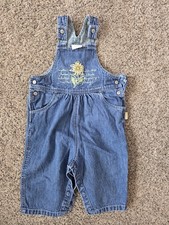 Vintage 90s Girls Carter Kids Blue Jean Bib Overalld 12-18 Mo