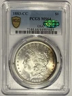 1883 CC Morgan Silver Dollar $1 PCGS & CAC MS64 ‼️NICE TERMINAL RAINBOW TONER‼️
