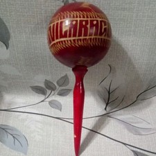 VTG Nicaragua Hand Carved  Painted Wooden Maraca 8" Souvenir Music Percussion