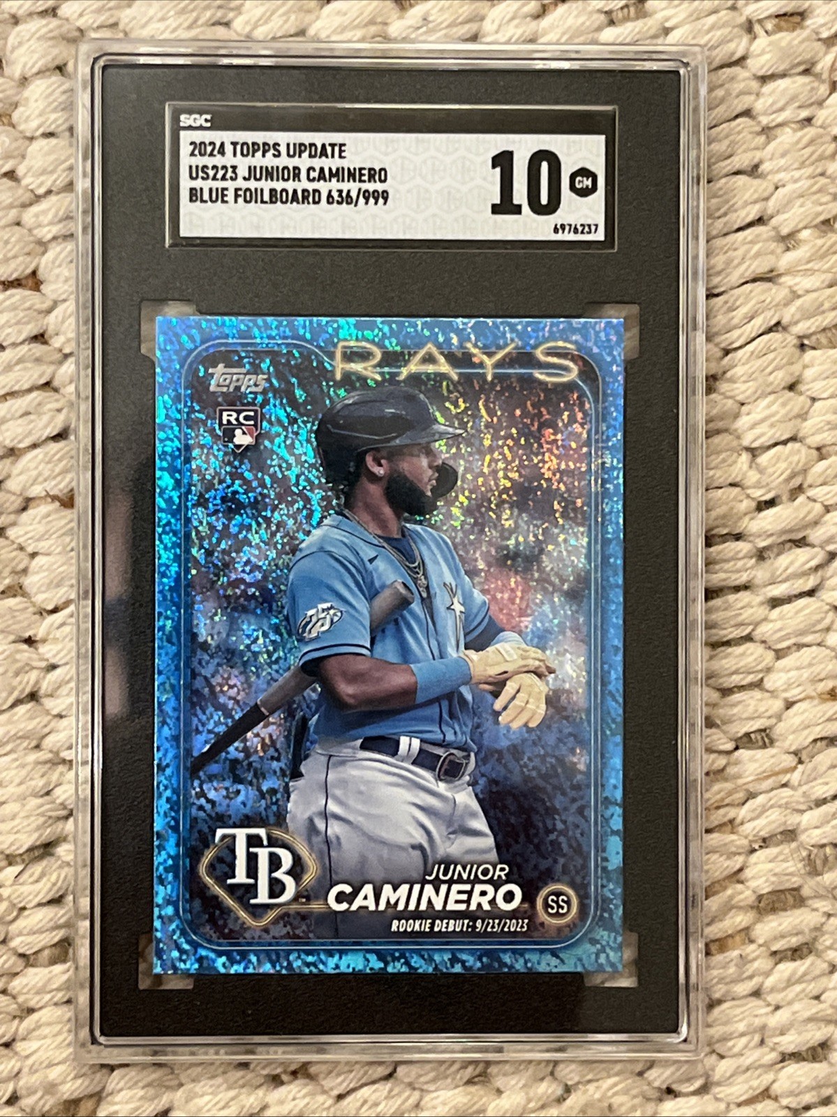 2024 TOPPS UPDATE #US223 JUNIOR CAMINERO RC BLUE HOLO FOIL  /999 RAYS