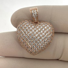 14K Rose Gold Finish 2Ct Round Cut Diamond Cluster Heart Pendant Free