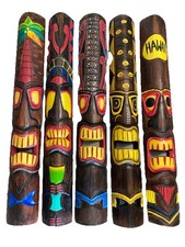 SET OF 5 40  TIKI MASK HAWAIIAN WALL ART ISLAND HOME DECOR BAR TROPICAL MASKS