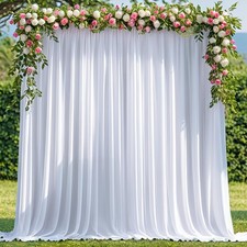 Asee'm White Backdrop Curtains Drapes for Parties Wedding, 5x8FT 2 Panel