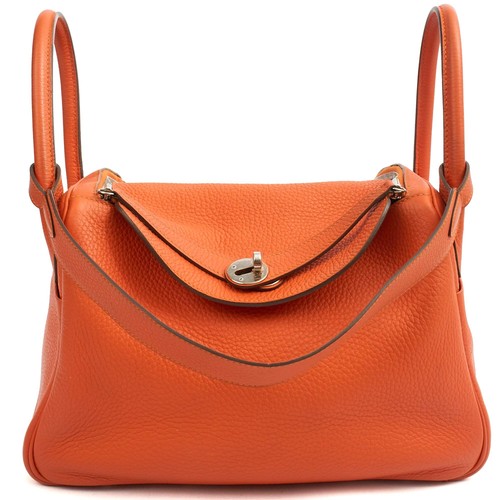 Hermes Lindy 30 in Classic Orange, Togo Leather