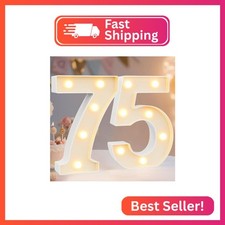 Pooqla Decorative Led Light Up Number Letters, White Plastic Marquee Number Ligh