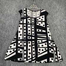 Sophie A. Black And White Geometric Mod Sleeveless A-Line Shift Dress