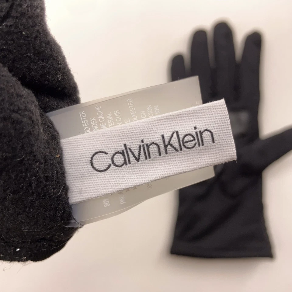 Guantes de invierno Calvin Klein negros elásticos puño plateado brillante talla S-M Foto 4 de 4