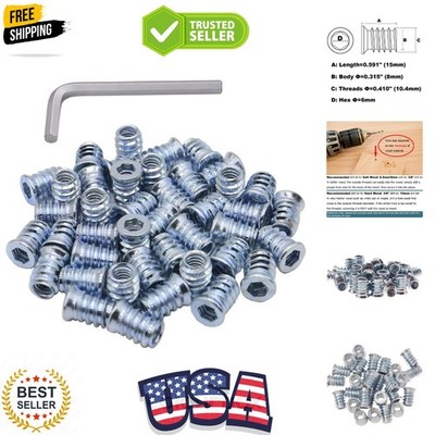 1/4-20 Hex Drive Threaded Inserts for Wood - 40 Pieces