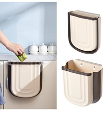 9L Folding Waste Bin Wall Mounted- Collapsible Kitchen Cupboard Door Hanging Bin