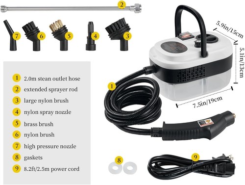 2500w Hochdruck Dampfreiniger Gerät Handdampfreiniger Autositze Polsterreiniger - Bild 6 von 9