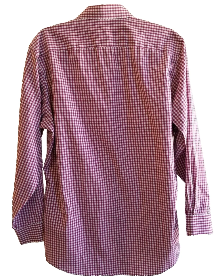 Egara Shirt 16 32-33 Non Iron Slim Fit Egyptian Cotton Burgundy Check Shirt EUC - Image 3 of 3