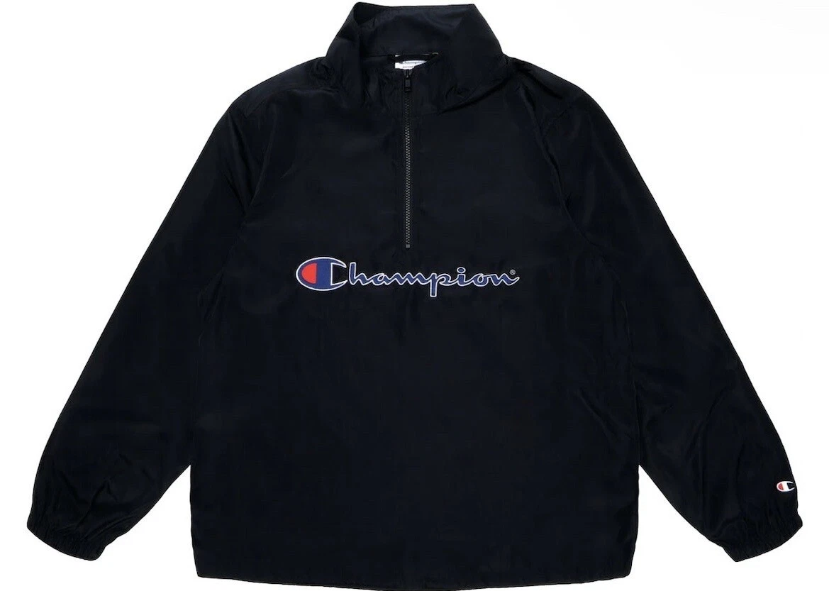 COMME NEUF : Supreme x Champion coupe vent quart zip « noir » SS17
