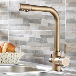 Antique Brass Kitchen Sink Faucet With Water Filtering Spout