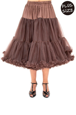 Schokobraun Rockabilly weich 26 Zoll ÜBERGRÖSSE Petticoat Rock BANNED Apparel
