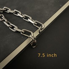 New 8mm Pure Titanium Chain Bracelet Men's Women Flat O-Chain Anti Allergy 7.5"