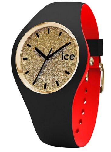Ice-Watch 007238 loulou Gold glitter Medium Damenuhr Uhr neu Silikon schwarz K6 - Bild 1 von 3