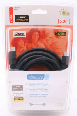 Vivanco Standard HDMI Kabel HDHD/5-N 5,0m 720p 1080i Videokabel PC HDTV 483