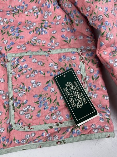 Polo Ralph Lauren Quilted Button Coat Girls Size 6X Reversible Pink / Mint $165 - Picture 3 of 13