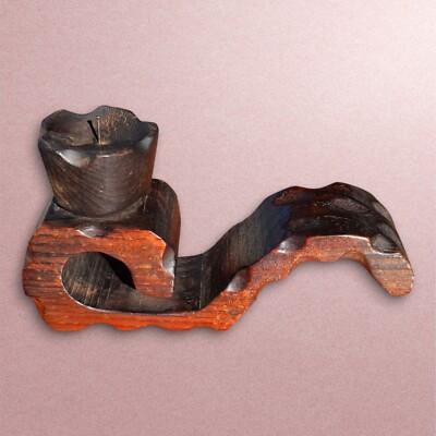 Vintage Handcarved Wooden Candle Holder, Primitive Rustic Spanish Style 1950s
